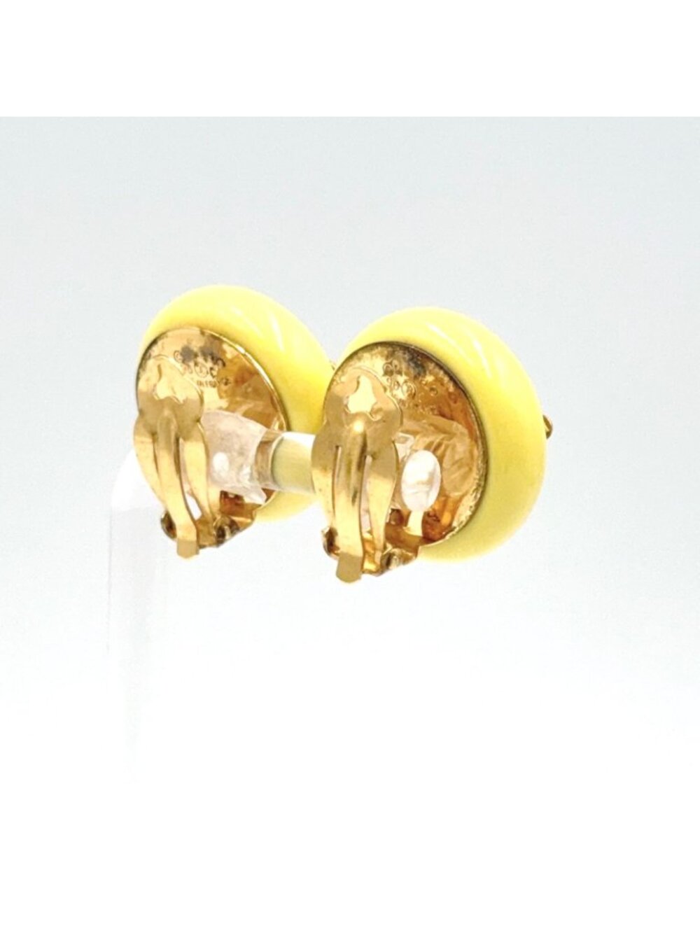 Chanel Color Plastic Studs Circle Faux Pearl Yellow Gold White Earrings - Picture 2 of 11